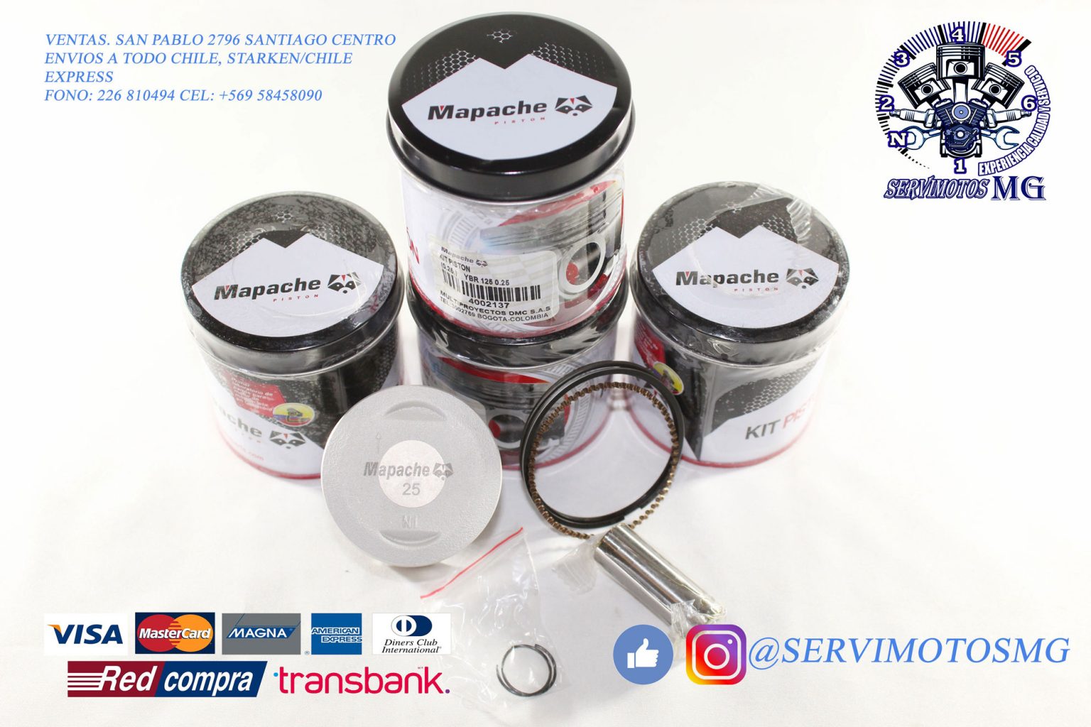 Kit Piston Ybr 125 (0.50) (Mapache) Servimotos MR